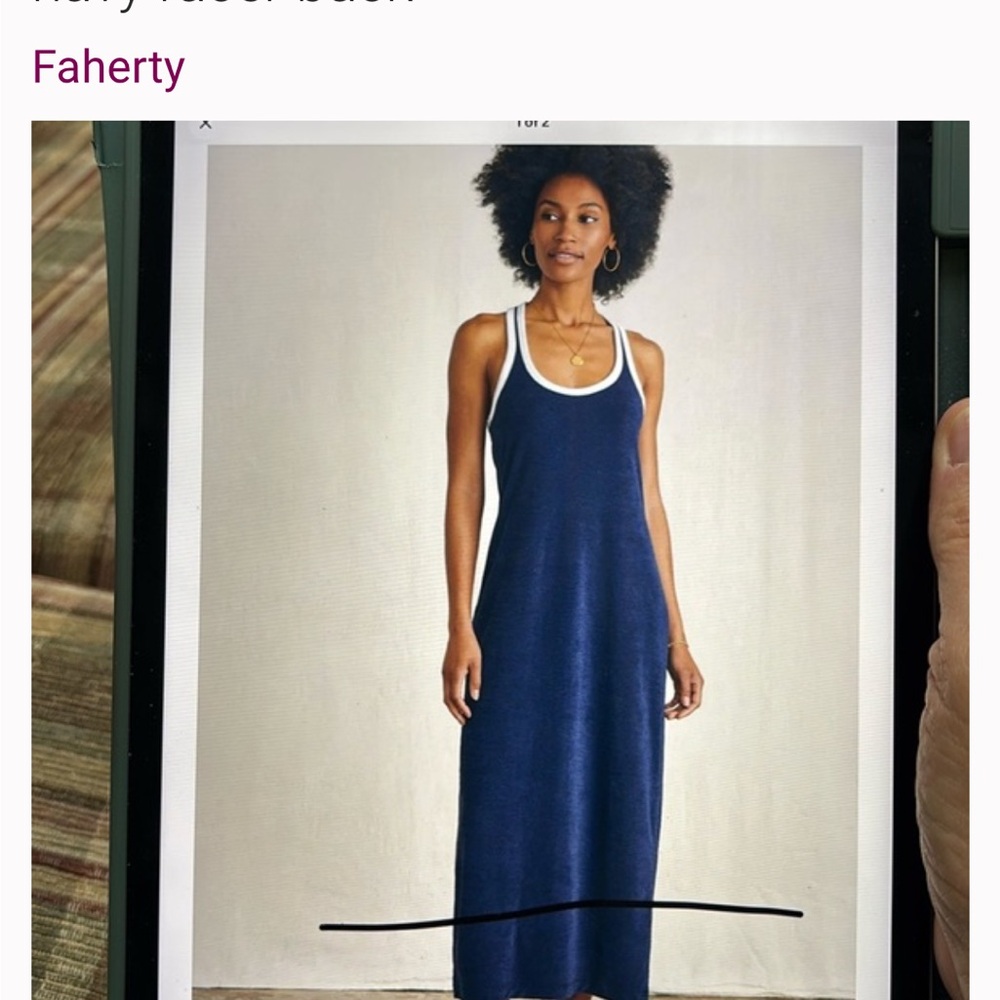 Faherty Deep Blue Sleeveless Dress terry cloth xl